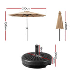 Instahut 2.7m Outdoor Umbrella w/Base Pole Stand Garden Sun Beige - Home & Garden > Shading > Umbrellas & Sunshades