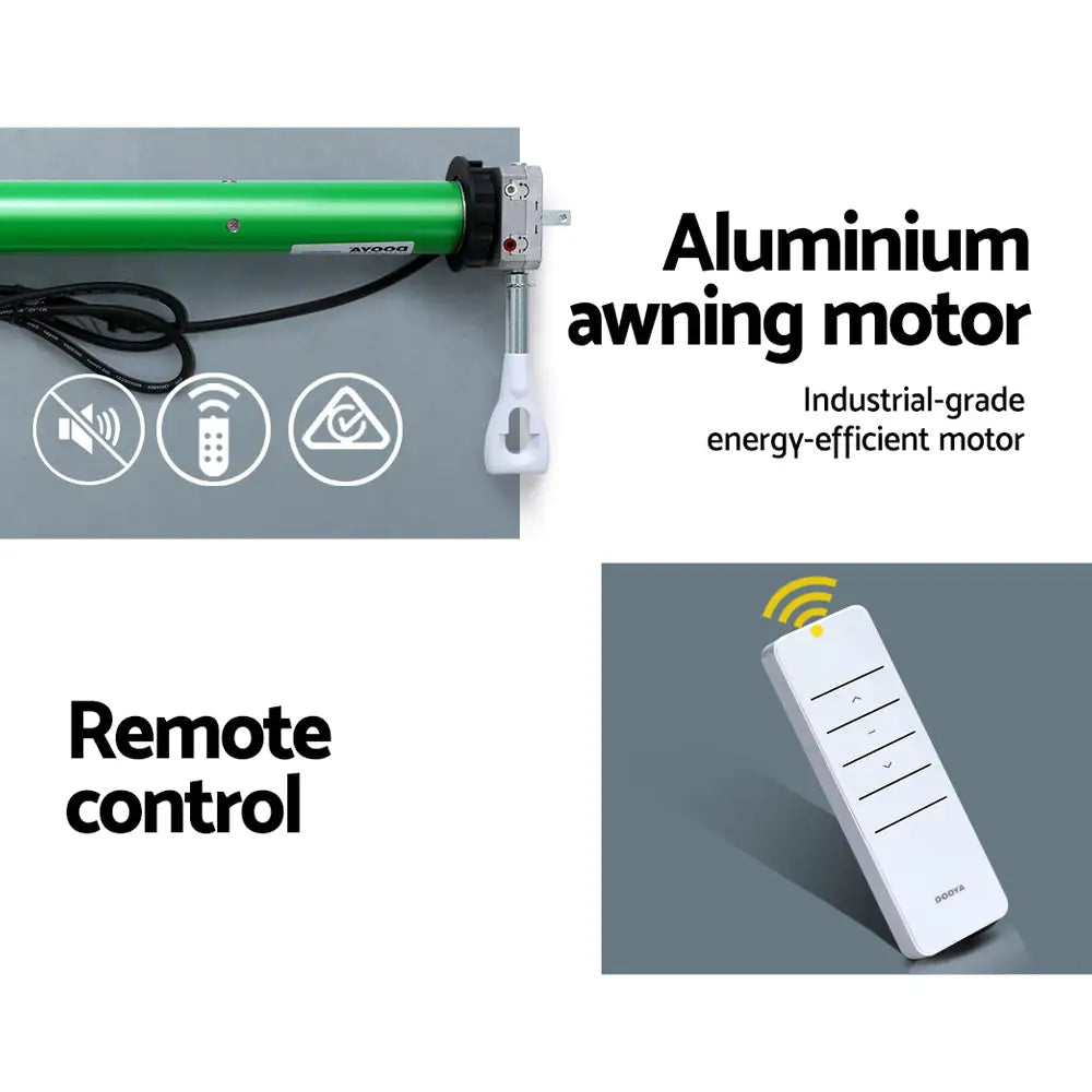 Instahut 230V Folding Arm Awning Replacement Motor with remote 40NM - Home & Garden > Shading