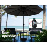 Instahut 3m Outdoor Umbrella Beach Pole Garden Patio Tilt Black - Home & Garden > Shading > Umbrellas & Sunshades