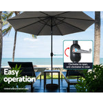 Instahut 3m Outdoor Umbrella Beach Pole Garden Patio Tilt Charcoal - Home & Garden > Shading > Umbrellas & Sunshades