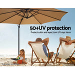 Instahut 3m Outdoor Umbrella Cantilever 360 Degree Tilt Beach Roma Beige - Home & Garden > Shading > Umbrellas &