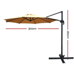 Instahut 3m Outdoor Umbrella Cantilever 360 Degree Tilt Beach Roma Beige - Home & Garden > Shading > Umbrellas &