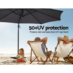 Instahut 3m Outdoor Umbrella Cantilever 360 Degree Tilt Beach Roma Charcoal - Furniture > Outdoor > Outdoor Sofas &