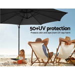Instahut 3m Outdoor Umbrella Cantilever 360 Degree Tilt Beach Roma Black - Home & Garden > Shading > Umbrellas &