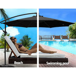 Instahut 3m Outdoor Umbrella Cantilever Beach Garden Patio Black - Home & Garden > Shading > Umbrellas & Sunshades
