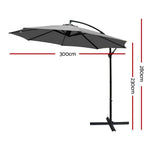 Instahut 3m Outdoor Umbrella Cantilever Beach Garden Patio Charcoal - Furniture > Outdoor > Outdoor Sofas & Lounge Sets