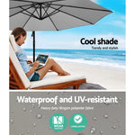 Instahut 3m Outdoor Umbrella Cantilever Beach Garden Patio Grey - Home & Garden > Shading > Umbrellas & Sunshades