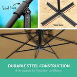 Instahut 3m Outdoor Umbrella Cantilever Garden Beach Patio Beige - Home & Garden > Shading > Umbrellas & Sunshades