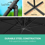 Instahut 3m Outdoor Umbrella Cantilever Garden Beach Patio Black - Home & Garden > Shading > Umbrellas & Sunshades