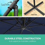 Instahut 3m Outdoor Umbrella Cantilever Garden Beach Patio Navy - Home & Garden > Shading > Umbrellas & Sunshades