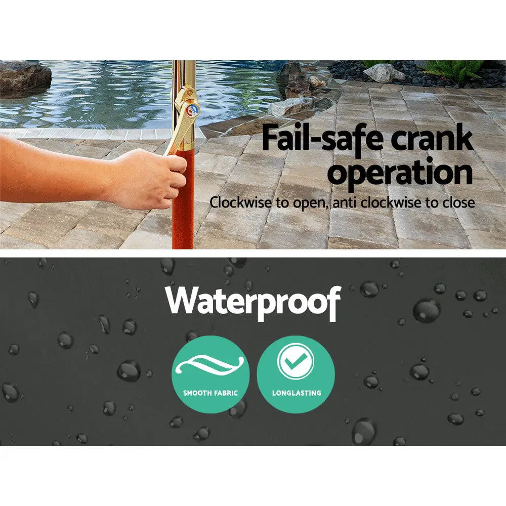 Instahut 3m Outdoor Umbrella Pole Umbrellas Beach Garden Sun Stand Patio Charcoal - Home & Garden > Shading > Umbrellas
