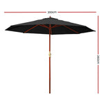 Instahut 3m Outdoor Umbrella Pole Umbrellas Beach Garden Sun Stand Patio Black - Furniture > Outdoor