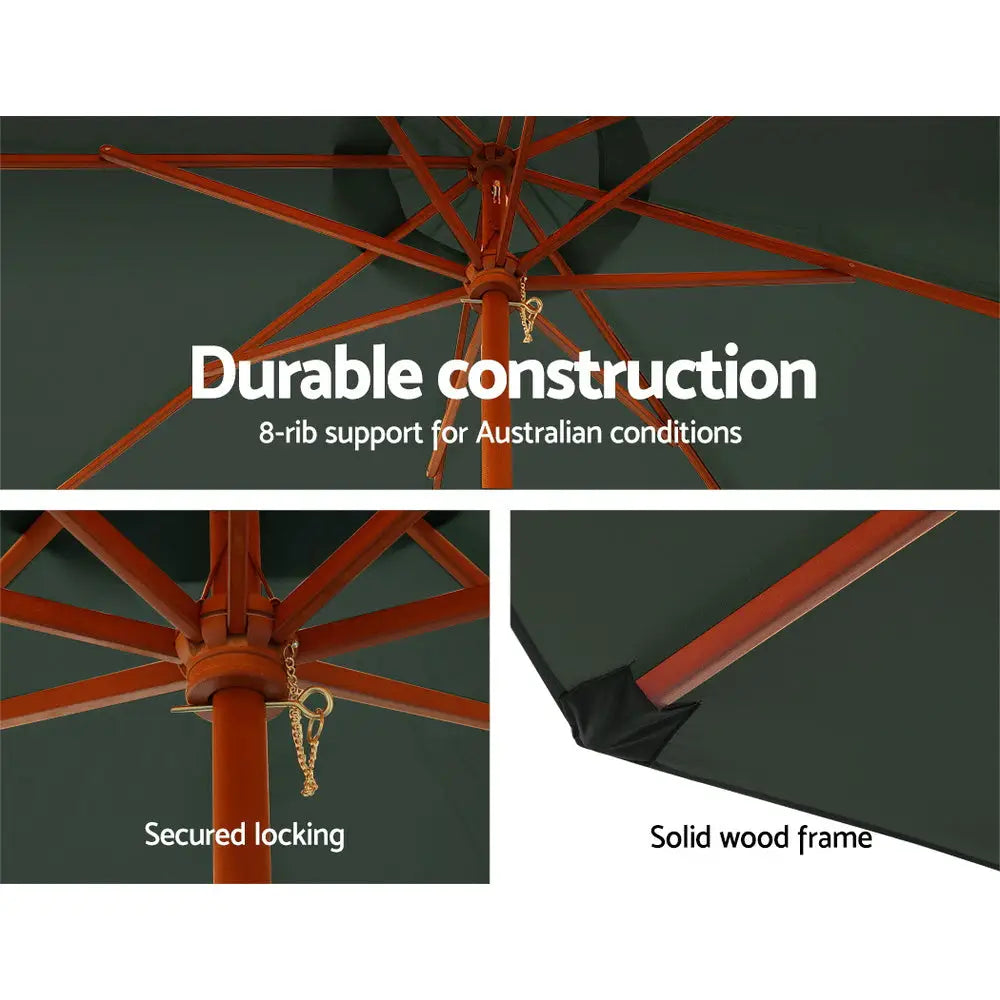 Instahut 3m Outdoor Umbrella Pole Umbrellas Beach Garden Sun Stand Patio Charcoal - Home & Garden > Shading > Umbrellas