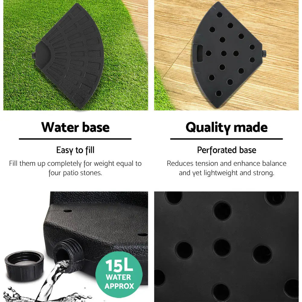 Instahut 3m Outdoor Umbrella w/Base Cantilever Beach Garden Patio Navy - Home & Garden > Shading > Umbrellas & Sunshades