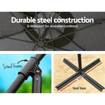 Instahut 3m Outdoor Umbrella w/Base Cantilever Beach Garden Patio Charcoal - Home & Garden > Shading > Umbrellas &