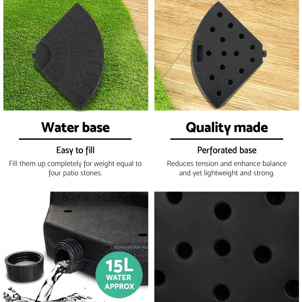 Instahut 3m Outdoor Umbrella w/Base Cantilever Beach Garden Patio Grey - Home & Garden > Shading > Umbrellas & Sunshades