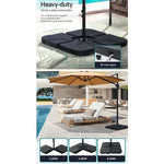Instahut 3m Outdoor Umbrella w/Base Cantilever Beach Roma 360 Degree Tilt Beige - Home & Garden > Shading > Umbrellas &