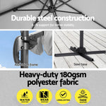 Instahut 3m Outdoor Umbrella w/Base Cantilever Beach Roma 360 Degree Tilt Grey - Home & Garden > Shading > Umbrellas &