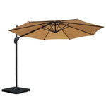 Instahut 3m Outdoor Umbrella w/Base Cantilever Beach Roma 360 Degree Tilt Beige - Home & Garden > Shading > Umbrellas &