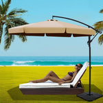 Instahut 3m Outdoor Umbrella w/Base Cantilever Garden Beach Patio Beige - Home & Garden > Shading > Umbrellas &