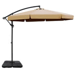 Instahut 3m Outdoor Umbrella w/Base Cantilever Garden Beach Patio Beige - Home & Garden > Shading > Umbrellas &