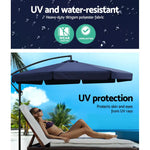 Instahut 3m Outdoor Umbrella w/Base Cantilever Garden Patio Beach Navy - Home & Garden > Shading > Umbrellas & Sunshades