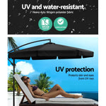 Instahut 3m Outdoor Umbrella w/Base Cantilever Garden Patio Beach Black - Home & Garden > Shading > Umbrellas &