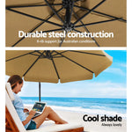 Instahut 3m Outdoor Umbrella w/Base Cantilever Garden Patio Beach Beige - Home & Garden > Shading > Umbrellas &