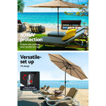 Instahut 3m Outdoor Umbrella w/Base Pole Tilt Beach Garden Patio Beige - Home & Garden > Shading > Umbrellas & Sunshades