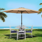 Instahut 3m Outdoor Umbrella w/Base Pole Tilt Beach Garden Patio Beige - Home & Garden > Shading > Umbrellas & Sunshades