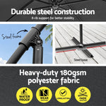 Instahut 3m Umbrella w/Base Outdoor Cantilever Beach Garden Patio Parasol Charcoal - Home & Garden > Shading >