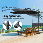 Instahut 3m Umbrella w/Base Outdoor Cantilever Beach Garden Patio Parasol Black - Home & Garden > Shading > Umbrellas &