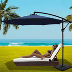 Instahut 3m Umbrella w/Base Outdoor Cantilever Beach Garden Patio Parasol Navy - Home & Garden > Shading > Umbrellas &