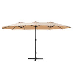 Instahut 4.57m Outdoor Umbrella Beach Pole Garden Tilt Beige - Home & Garden > Shading > Umbrellas & Sunshades