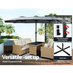 Instahut 4.57m Outdoor Umbrella Beach Pole Garden Tilt Charcoal - Furniture > Outdoor > Outdoor Sofas & Lounge Sets
