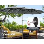 Instahut 4.57m Outdoor Umbrella Beach Pole Garden Tilt Charcoal - Furniture > Outdoor > Outdoor Sofas & Lounge Sets