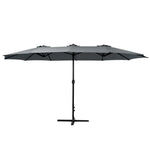 Instahut 4.57m Outdoor Umbrella Beach Pole Garden Tilt Charcoal - Furniture > Outdoor > Outdoor Sofas & Lounge Sets