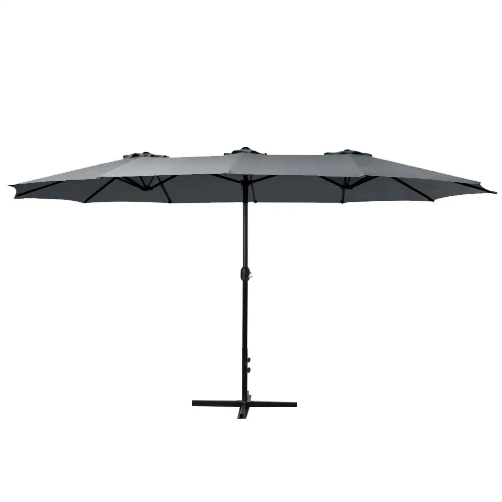 Instahut 4.57m Outdoor Umbrella Beach Pole Garden Tilt Charcoal - Furniture > Outdoor > Outdoor Sofas & Lounge Sets