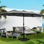 Instahut 4.57m Outdoor Umbrella Beach Pole Garden Tilt Charcoal - Furniture > Outdoor > Outdoor Sofas & Lounge Sets