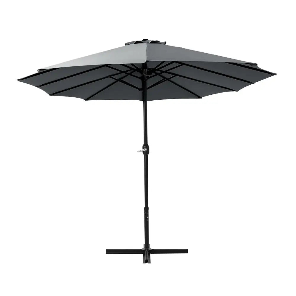 Instahut 4.57m Outdoor Umbrella Beach Pole Garden Tilt Charcoal - Furniture > Outdoor > Outdoor Sofas & Lounge Sets