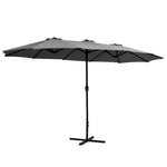 Instahut 4.57m Outdoor Umbrella Beach Pole Garden Tilt Charcoal - Furniture > Outdoor > Outdoor Sofas & Lounge Sets