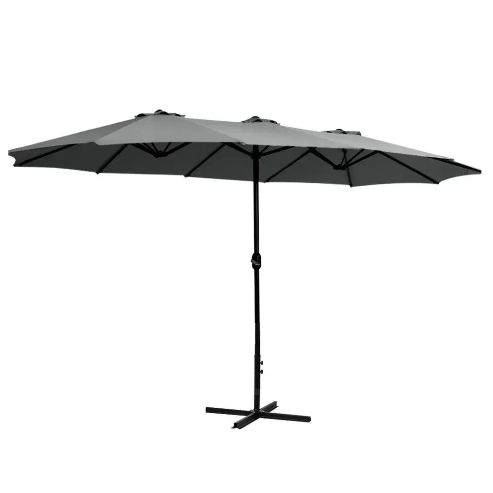 Instahut 4.57m Outdoor Umbrella Beach Pole Garden Tilt Charcoal - Furniture > Outdoor > Outdoor Sofas & Lounge Sets