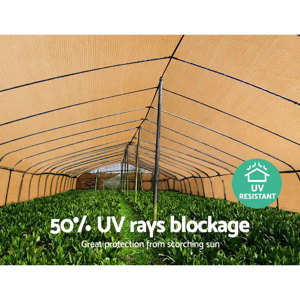 Instahut 50% Shade Cloth 1.83x50m Shadecloth Sail Heavy Duty Beige - Home & Garden > Shading > Umbrellas & Sunshades