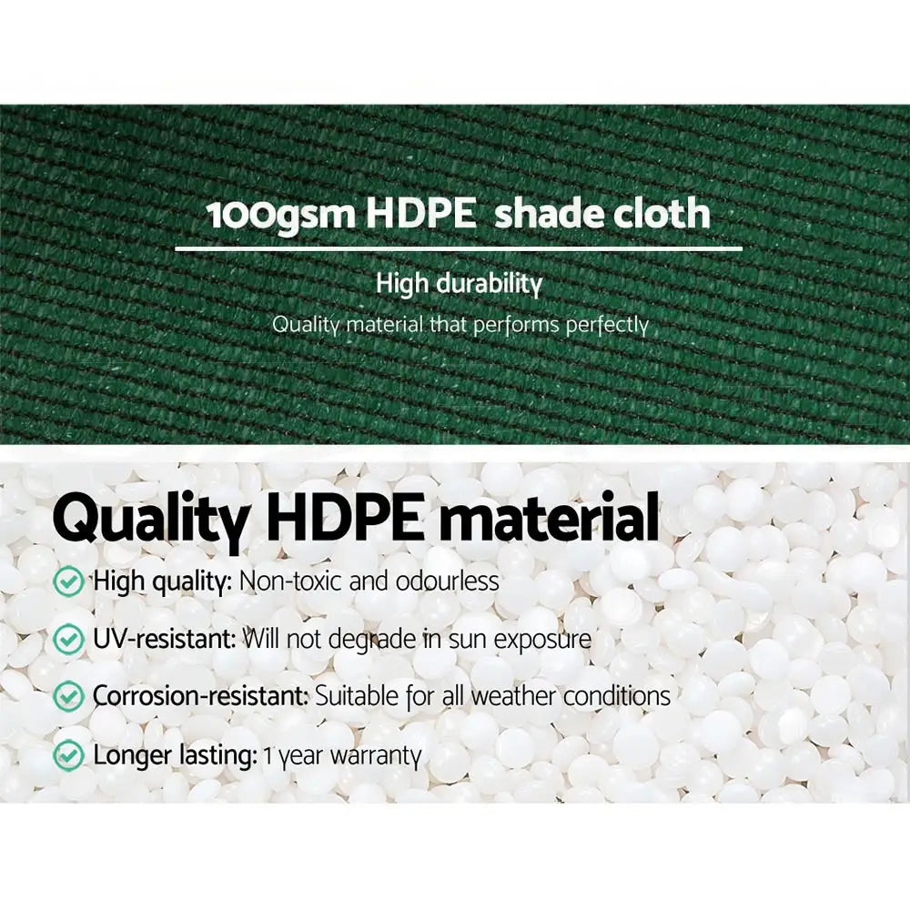 Instahut 50% Shade Cloth 3.66x10m Shadecloth Wide Heavy Duty Green - Home & Garden > Shading
