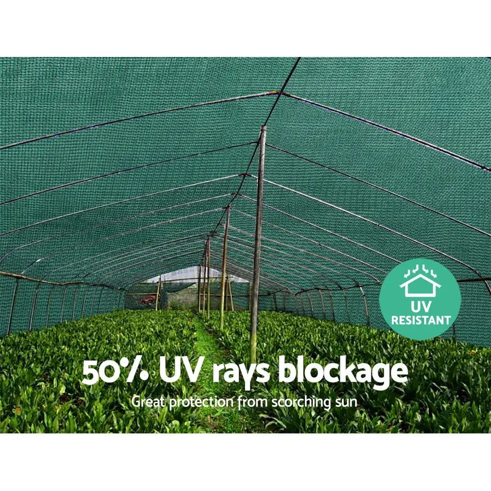 Instahut 50% Shade Cloth 3.66x10m Shadecloth Wide Heavy Duty Green - Home & Garden > Shading