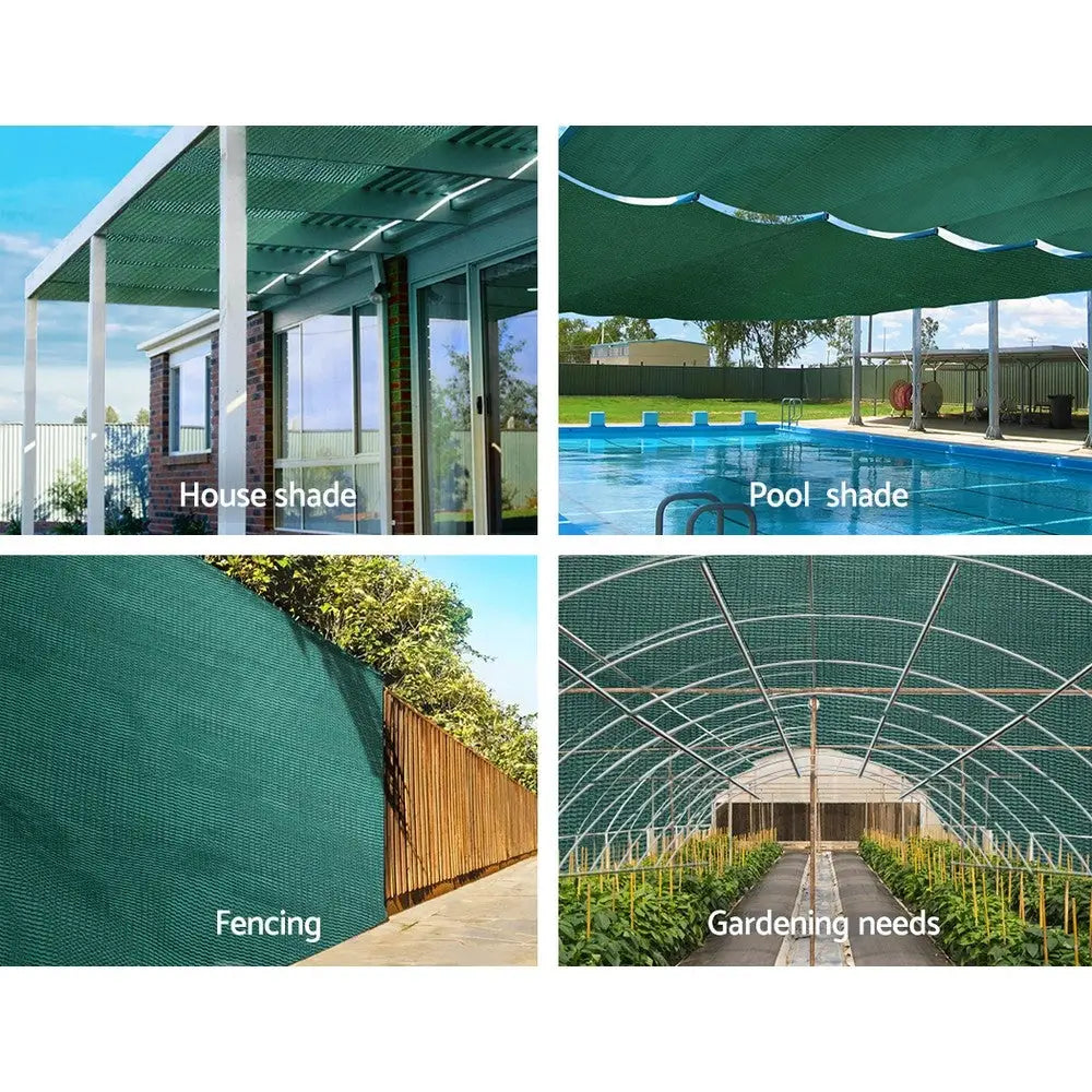 Instahut 50% Shade Cloth 3.66x10m Shadecloth Wide Heavy Duty Green - Home & Garden > Shading