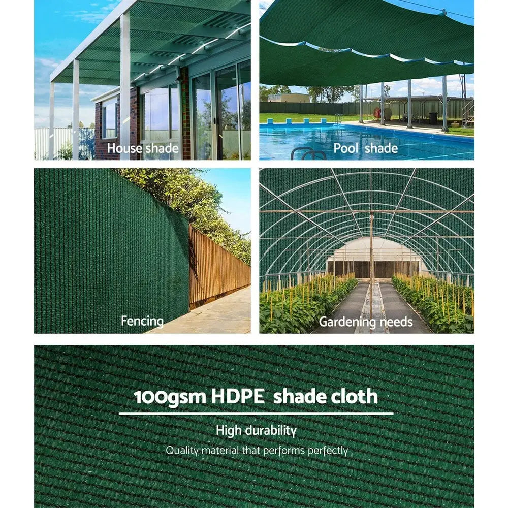 Instahut 50% Shade Cloth 3.66x20m Shadecloth Sail Heavy Duty Green - Home & Garden > Shading