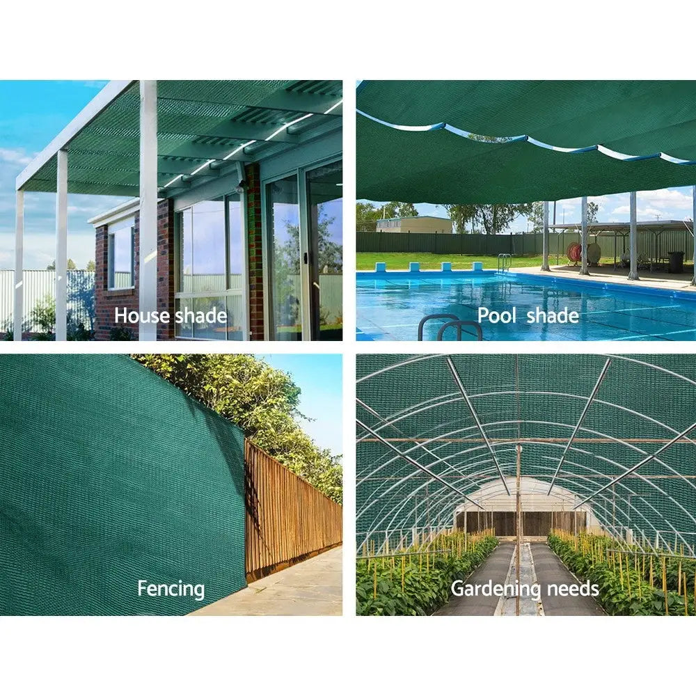 Instahut 50% Shade Cloth 3.66x30m Shadecloth Wide Heavy Duty Green - Home & Garden > Shading