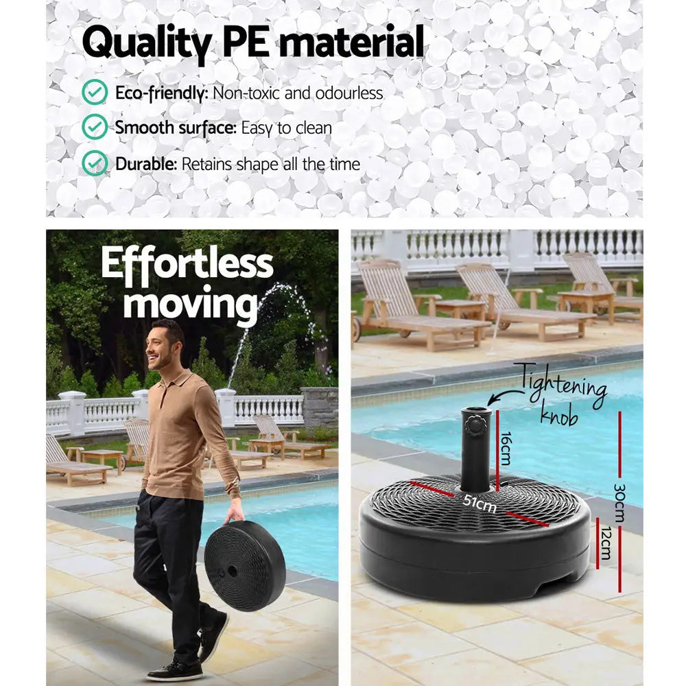 Instahut 51cm Outdoor Umbrella Base Round Stand Pod - Home & Garden > Shading > Umbrellas & Sunshades