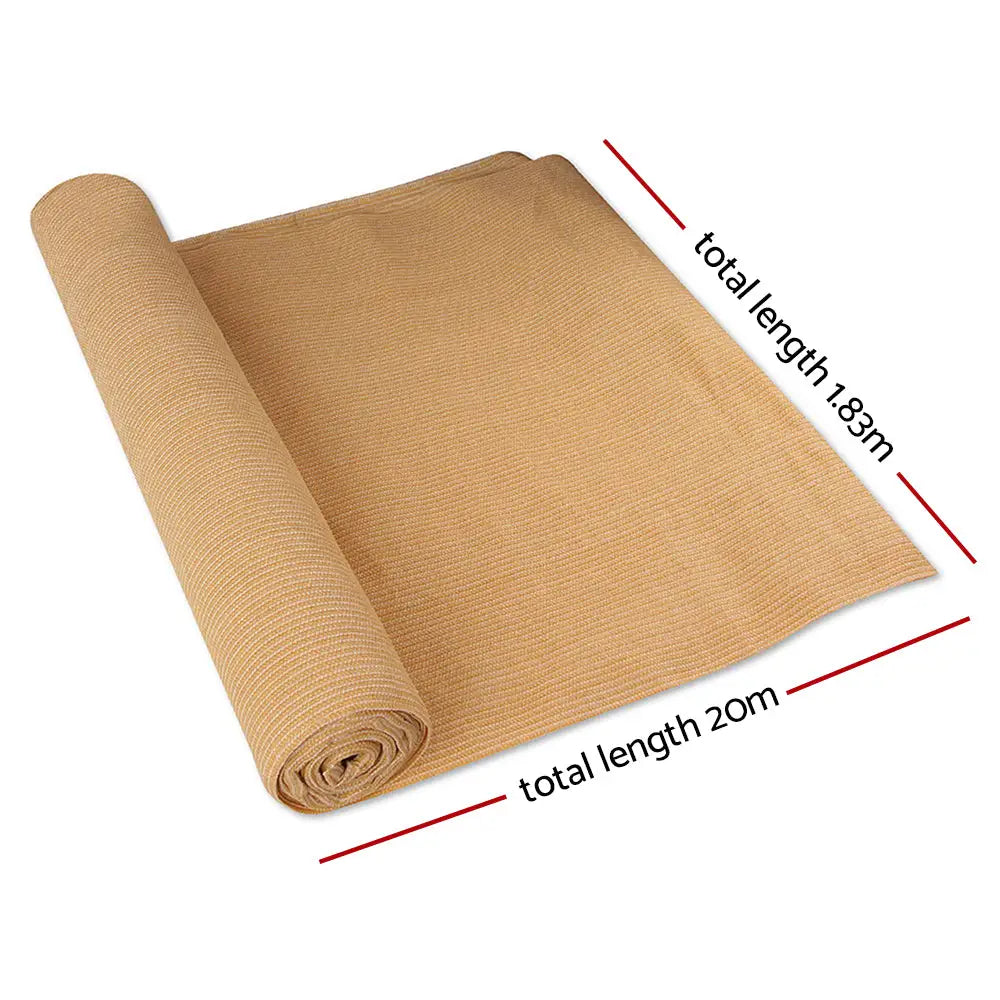 Instahut 70% Shade Cloth 1.83x20m Shadecloth Sail Heavy Duty Beige - Home & Garden > Shading